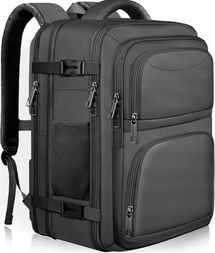 Travel Backpack for Women, 52L Carry On Backpack, Extra Large Expandable Travel Bag, 18.4 Inch TSA Flight Approved Luggage Business Daypack with USB, Teacher Traveling Rucksack, Black - color: Black
