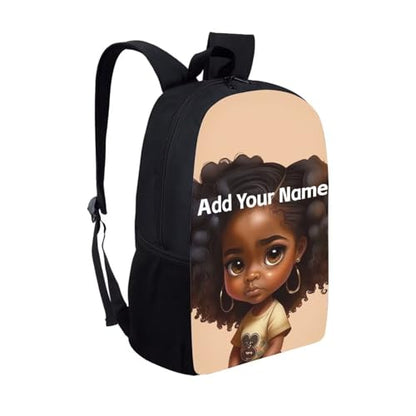 African Black Girls Backpacks Ages 6-8/8-10 Personalized Bookbag for Kids 3Rd Grade/4Th Grade Magic School Bag Custom Name Book Bag - color: African Black Girl-16