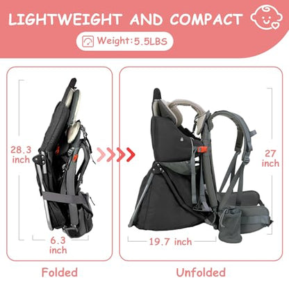 Wipha Baby Backpack Carrier, Toddler Carrier with Canopy, Adjustable and Safe Hiking Backpack for Baby(Creeper III-Black) - color: CREEPER III-BLACK