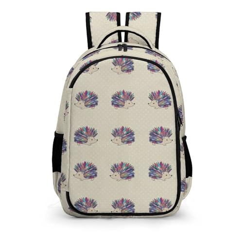 Cute College Laptop Backpack Hedgehog Polka Dot, Sturdy Travel Business Bag with Tumbler Holder Gifts for Nurse Teacher Women - color: Pattern (262)