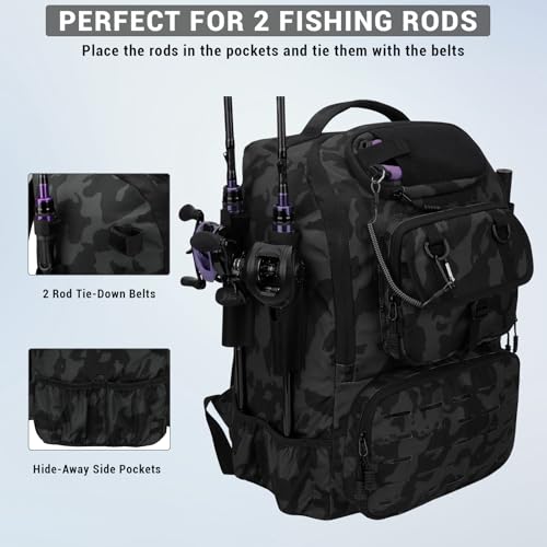 Fishing Backpack with Rod Holders,40L Large Water-resistant Fishing Tackle Bag with Cooler,Tackle Box Backpack