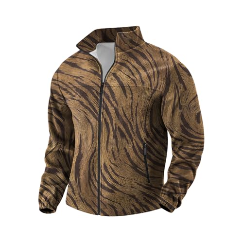 domirica Mens Novelty Print Full-Zip Fleece Hoodie Big and Tall Stylish Trendy Casual Gym Training Warm Sweatshirt - color: Tiger, size: 5X-Large