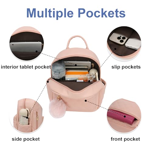 Girls Fashion Mini Backpack Purse Small Cute Plaid Leather Women Backpacks Little Bag (Pink) - color: Pink
