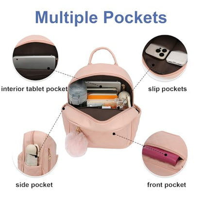 Girls Fashion Mini Backpack Purse Small Cute Plaid Leather Women Backpacks Little Bag (Pink) - color: Pink