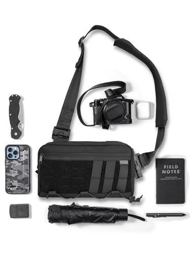 TACTICAL_GEEK Cache L3C EDC Sling Bag Chest, Lightweight Shoulder Daypack, Travel Hiking Concealed Carry, Crossbody Bag, Tactical Backpack, Hiking Ambidextrous Strap (1000D-Black) - color: L3c-black