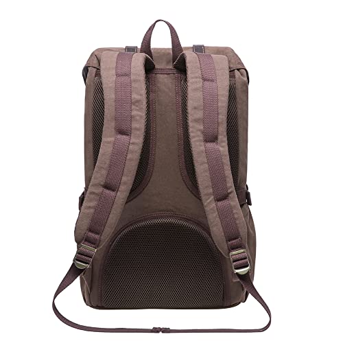 KAUKKO Laptop Backpack Travel Outdoor Weekend Bag Carry on Daypack Stylish and Durable Rucksack Hiking Backpack Fits 15.6"(5-1-coffee2) - color: E5-1canvas Coffee2, size: Large