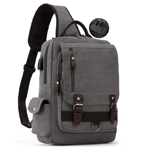 Leaper Retro Canvas Messenger Bag — Unisex Crossbody Shoulder Sling Bag for Travel, Work & Daily Use - color: Brownish Gray, size: XXL-Large