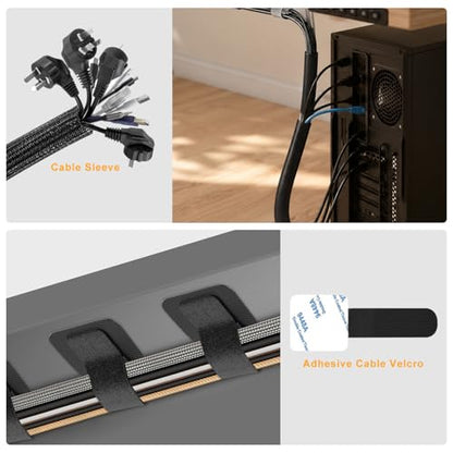494 PCS Cable Management Kit - 4 Cable Sleeve Split, 2 Cable Organizer, 130 Adhesive Cable Clip, 6 Cable Holder, 2 Roll Cable Organizer Strap, 300 Cable Tie with 50 Mount, for Computer TV Under Desk