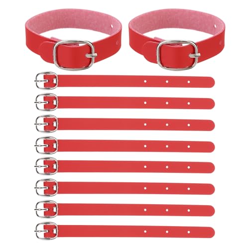 PATIKIL Luggage Tag Strap, 10 Pcs PU Leather Extender Buckle Straps Luggage Tag Luggage Strap Tag Holder Adjustable for Suitcase Hanging Accessories Travel, Red - color: Red