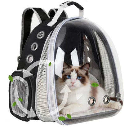 Cat Backpack Carrier, Front Expandable Expandable Bubble Pet Backpack, Ventilated Transparent Capsule Dog Backpack for Small Cats Dogs Birds Bunny, Airline Approved - color: FrontExpand-BK