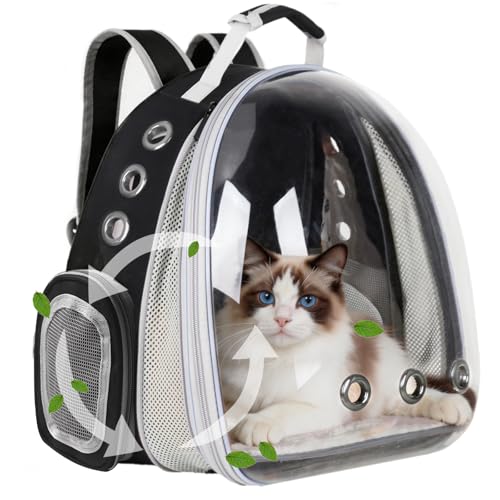 Cat Backpack Carrier, Front Expandable Expandable Bubble Pet Backpack, Ventilated Transparent Capsule Dog Backpack for Small Cats Dogs Birds Bunny, Airline Approved - color: FrontExpand-BK