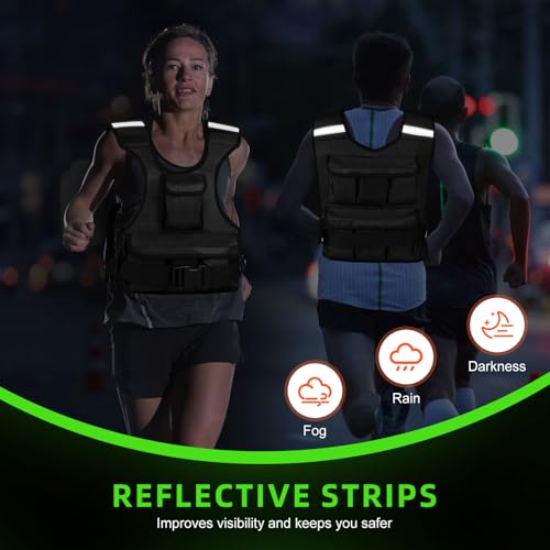 Adjustable Weighted Vest for Women, Customizable 0-18 lbs Strength Training Vest with 10 Removable Sandbag, Breathable Design, Reflective Safety Strips for Running, Hiking, and Fitness - size: 0-18 lb