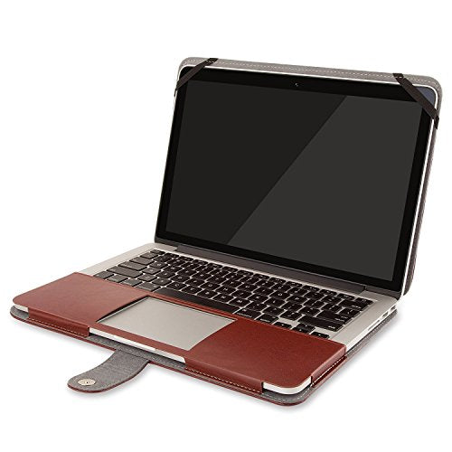 MOSISO Compatible with MacBook Pro 15 inch Retina (A1398, Version 2015/2014/2013/end 2012), PU Leather Portfolio Protective Stand Cover Sleeve, Brown - color: Brown
