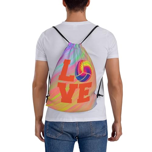Love Volleyball Unisex Drawstring Backpack Bag Sport Gym Travel Swim Sackpack - color: Love Volleyball3