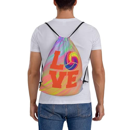 Love Volleyball Unisex Drawstring Backpack Bag Sport Gym Travel Swim Sackpack - color: Love Volleyball3