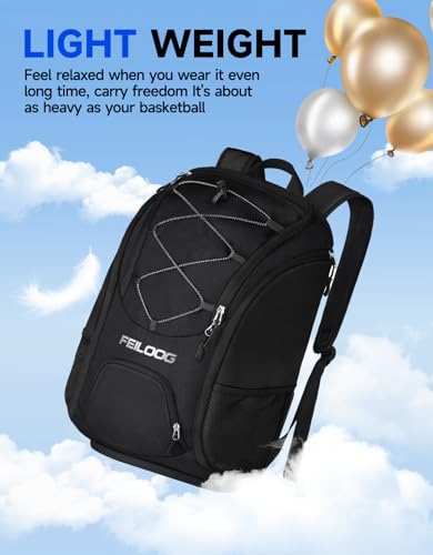 Basketball Backpack Large Sports Bag, Ball Accessories Basketball Equipment Bag with Ball Holder Shoes Compartment - color: Black