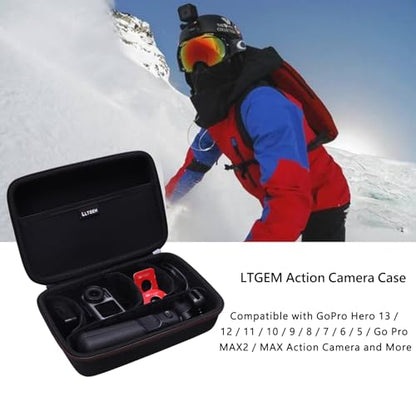 LTGEM Action Camera Case Compatible with GoPro Hero 13/12 / 11/10 / 9/8 / 7/6 / 5 / Go Pro MAX2 / MAX/Mission 1 PRO Action Camera, Accessories Carrying Storage Bag (Moveable Dividers)