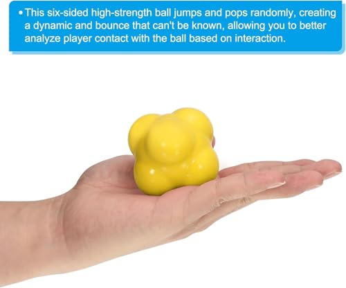 Health and Yoga Rubber Reaction Ball for Agility, Reflexes and Hand-Eye Coordination Training, Six-Sided, Pack of 1