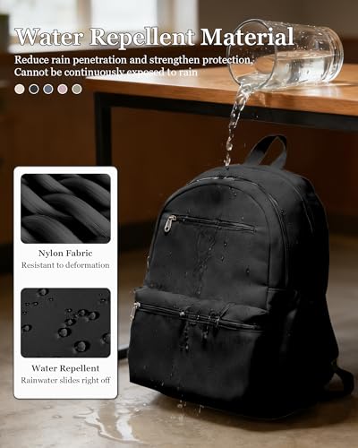 Lightweight School Backpack for Women Men, Multi Pocket Backpack for College Students, Waterproof Middle School Bags, Simple Bookbag for Teens Girls Boys, Black - color: Black