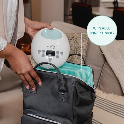 Motif Medical Breast Pump Backpack – Stylish Insulated Bag w/ Cooler, 9 Pockets, Carrying Handles - Water-Resistant Organizer - Adjustable Straps Portable Breast Pump Bag (Grey)