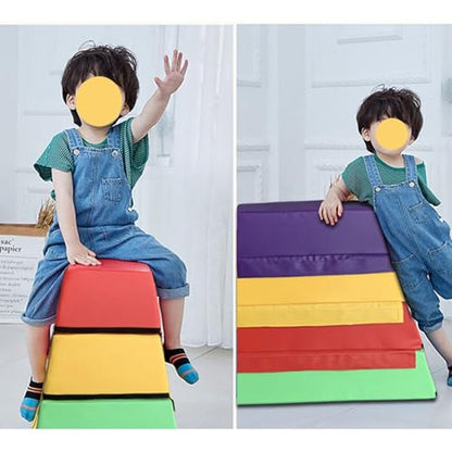 4 In 1 Soft Plyo Box Training Jumping Boxes High-Density EPE Foam Core - Non-Slip & Easy-to-Clean PVC Leather Cover for Home Gym Outdoor Exercise