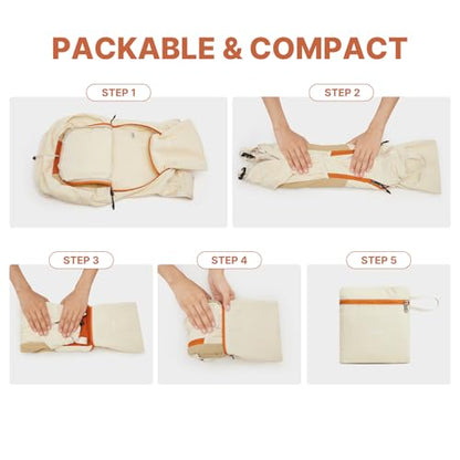 G4Free 20L Hiking Backpack Lightweight Daypack with Phone Pocket Small Packable Foldable Hiking Bag for Women Men, Orange+Beige - color: Orange+beige