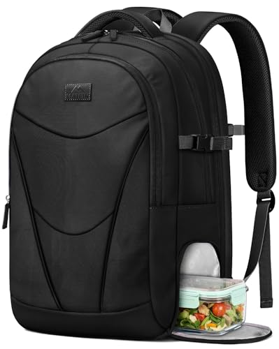 MATEIN HER Work Laptop Backpack for Men Women Fits 17'' Computer, Black | Anti Theft, Water Resistant, with Lunch Compartment, Water Bottle Holder, Office Travel Commute, Bookbag for College - color: Black