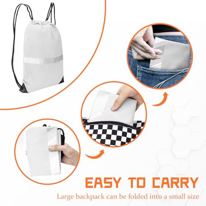 AYKRM Customize White Drawstring Backpack Bag work Sackpack logo - color: White-logo