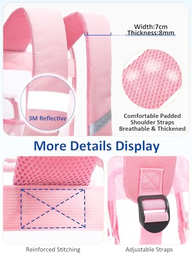 Extra Large Clear Backpack with TSA Lock, Heavy Duty Transparent See Through Clear Bookbag for College, Work, Travel, Casual Sport, Pink - color: Pink