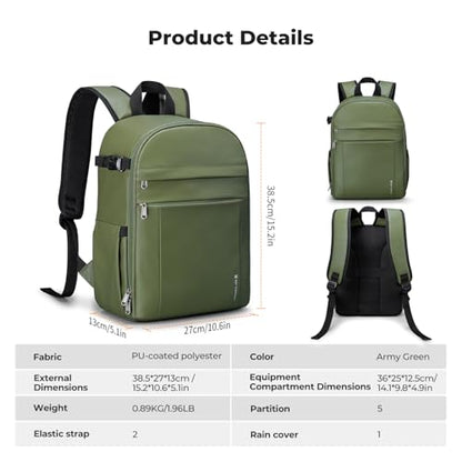 K&F CONCEPT Camera Backpack, DSLR/SLR/Mirrorless Photography Camera Bag - color: 02-bright Green