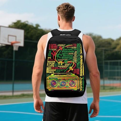 18.5in Basketball Backpack Basketball Bag with Shoe Compartment & Ball Holder, Waterproof Bag for Soccer Volleyball - color: Colorful Music Text Print