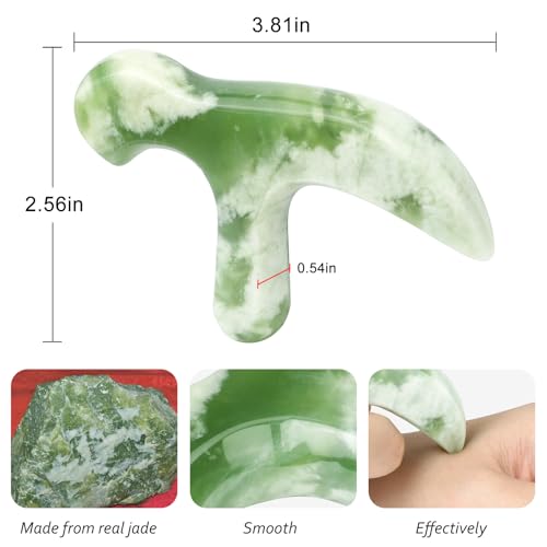 2Pcs Trigger Point Massage Tool, Deep Tissue Reflexology Acupressure, Jade Massage Tools, for Full Body Relaxing Myofascial Release Pain Relief, Natural Real Jade SPA - color: 2pcs Jade