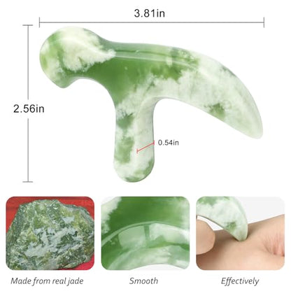2Pcs Trigger Point Massage Tool, Deep Tissue Reflexology Acupressure, Jade Massage Tools, for Full Body Relaxing Myofascial Release Pain Relief, Natural Real Jade SPA - color: 2pcs Jade