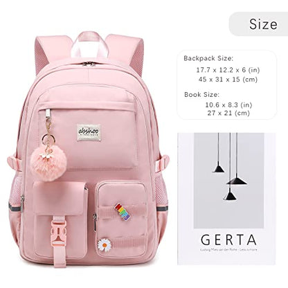abshoo Big Student Laptop Backpack For College Women Middle High School Teen Girls Bookbag Travel Daypack (Pink) - color: Pink