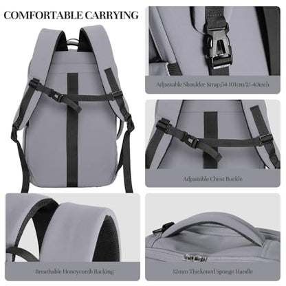 Timeet Travel Backpack for Women Men, 32L 4 In 1 Carry on Luggage Backpack, TSA Friendly Flight Approved 17 Inch Laptop Backpack, Waterproof Travel Bag for Work School Camping Hiking, Elegant Gray - color: Elegant Gray