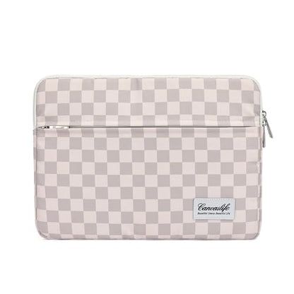 Canvaslife Neutral Checker Pattern Laptop Sleeve 15 Inch 15.6 Inch Waterproof Shockproof Laptop Bag Case with Front Pocket - color: Neutral Checker, size: 15 inch/15.6 inch