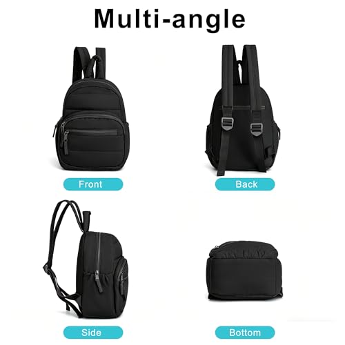 Lightweight Mini Backpack for Women,Taslan Durable Daypack,Casual Travel Backpack with Adjustable Straps for Daily,Travel - color: Black