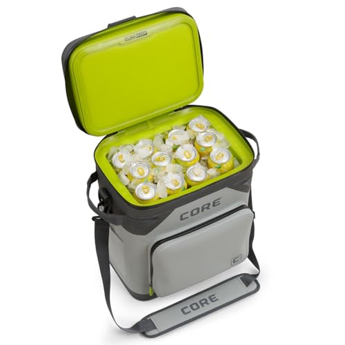 CORE Magnetic Leak Proof Soft Cooler with Waterproof Zipper | Insulated Bag Portable Ice Chest Box | Best Soft Cooler for Food & Beverages for Tailgating, Car Camping, Travel, and Family Beach Picnics - color: Shadow Gray, size: 36 Can