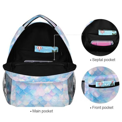 Cute Backpack for Teacher Nurse Fashion Travel Laptop Backpack with Chest Strap Gift Men & Women White Scales Glittering - color: Multicolor02