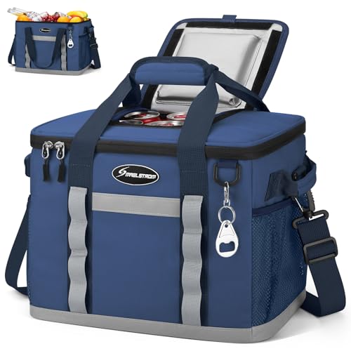 Maelstrom Collapsible Soft Cooler Bag,35/55/75 Cans Beach Cooler with Flip Top Lid, Ice Chest, Leakproof & Portable for Beach, Camping, Road Trips & Grocery Shopping - color: Blue, size: 55 Can