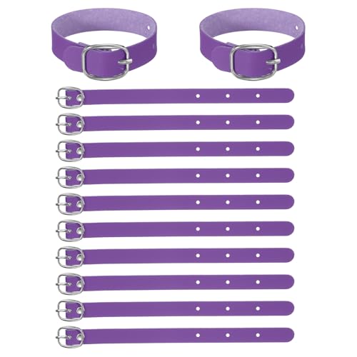 PATIKIL 15 Pcs Luggage Tag Strap, PU Leather Extender Buckle Straps Luggage Tags Strap Tag Holder Adjustable for Suitcase Hanging Accessories Travel, Purple - color: Purple