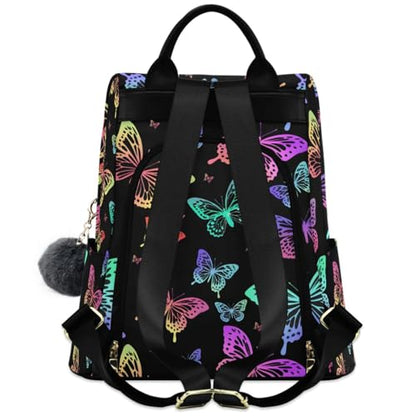 MNSRUU Women Backpack Purse Black Butterflies Backpack for Women Anti-theft Shoulder Bag Carry On Backpack Lightweight Rucksack Fashion Travel Ladies Bags - color: Cute 05