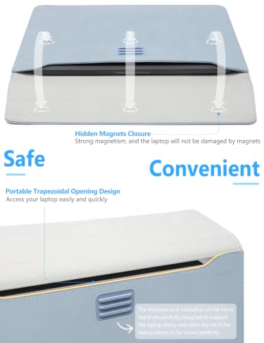 HYZUO 13 Inch Laptop Sleeve Case Bag with Adjustable Stand for MacBook Air 13 M5 A3449 M4 M3 M2 M1 2026-2018, 13" MacBook Neo 2026, MacBook Pro 13 M2 M1 2026-2016, Surface Pro, XPS 13, Pale Blue - color: Pale Blue, size: 13 Inch