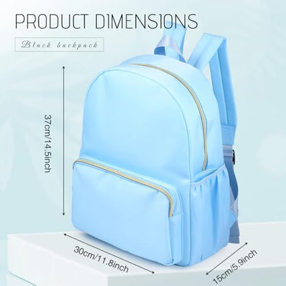 1 Piece Nylon Backpack Kids School Backpack for Toddler Girls Boys Plain Waterproof Preppy Bookbags Travel for Student (Blue) - color: Blue