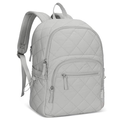 Hynes Eagle Travel Laptop Backpack Quilted College Backpack for Women Puffer Casual Daypack Personal Item Bag for 16 Inch Light Grey - color: Light Grey