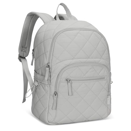 Hynes Eagle Travel Laptop Backpack Quilted College Backpack for Women Puffer Casual Daypack Personal Item Bag for 16 Inch Light Grey - color: Light Grey
