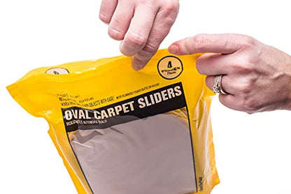 Smart Surface 8290 Large XL Reusable Oval Carpet Furniture Sliders 9-1/2" x 5-3/4" 4-Pack in Resealable Bag