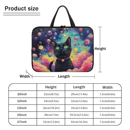 Mumeson Black Cat Laptop Sleeve Bag with Pocket Water Resistant Portable Traveling Carrying Laptop Bag Handbag Shockproof Laptop Case Briefcase - color: Black Cat, size: 15 Inch