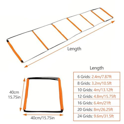 Footwork Ladder, Exercise Ladders for Agility Training, Detachable Training Equipment Set, with Carry Bag for Kids, Athletes, Soccer, Basketball(12 Grids) - size: 12 Grids