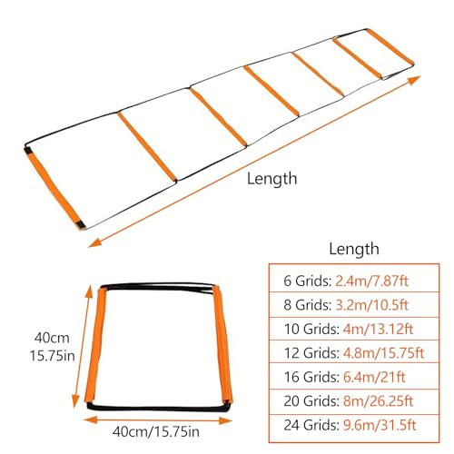 Footwork Ladder, Exercise Ladders for Agility Training, Detachable Training Equipment Set, with Carry Bag for Kids, Athletes, Soccer, Basketball(10 Grids) - size: 10 Grids